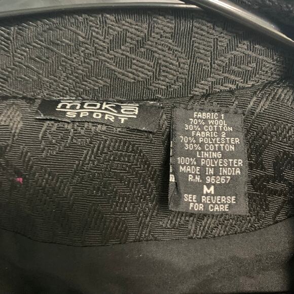 Moka Sport Vintage Wool Blend Embroidered Embellished Gray Pea Coat Size Medium - Picture 3 of 4